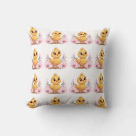 Almofada Chick with Flowers Throw Pillow