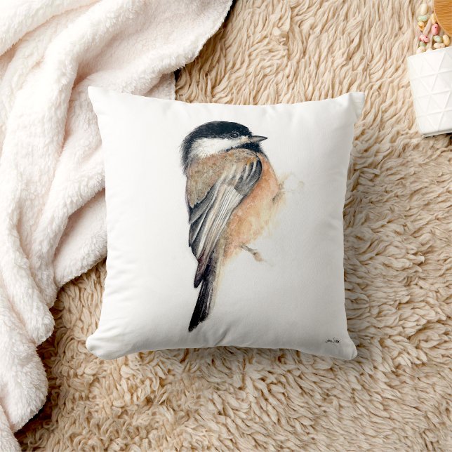 Almofada Chickadee Watercolor (Chickadee Watercolor Throw Pillow from Jenn's Emporium. )