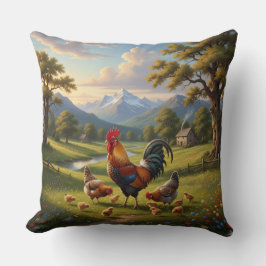 Almofada Chicken Farm House Throw Pillow