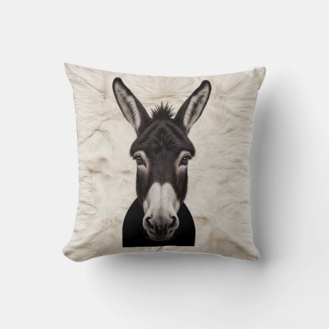 Almofada Chico de fazenda: Black and White Donkey Kilim Pil (Frente)