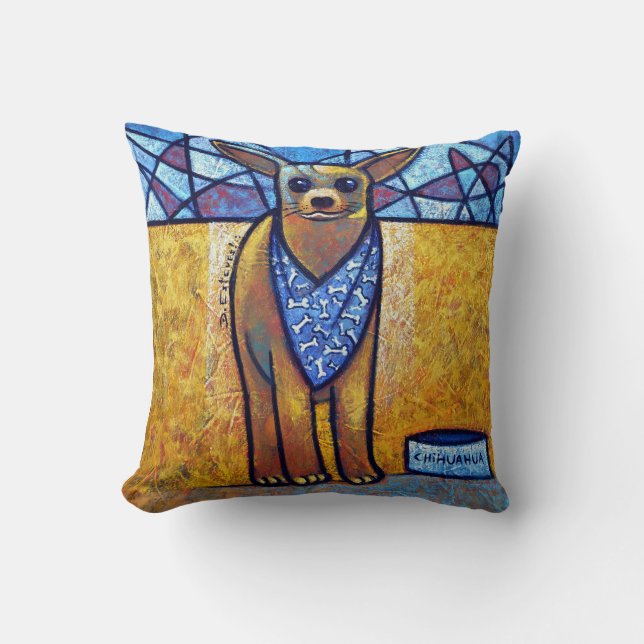 Almofada Chihuahua Dog Art - Contemporary Cubist Throw Pill (Frente)