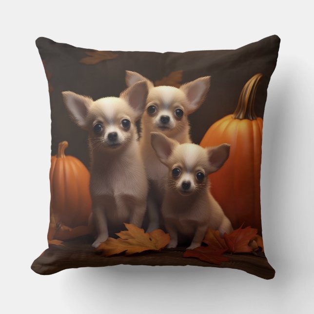 Almofada Chihuahua Puppy Autumn Delight Pumpkin (Frente)