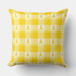 Almofada Childhood Cancer Awareness Plaid Gold Ribbon