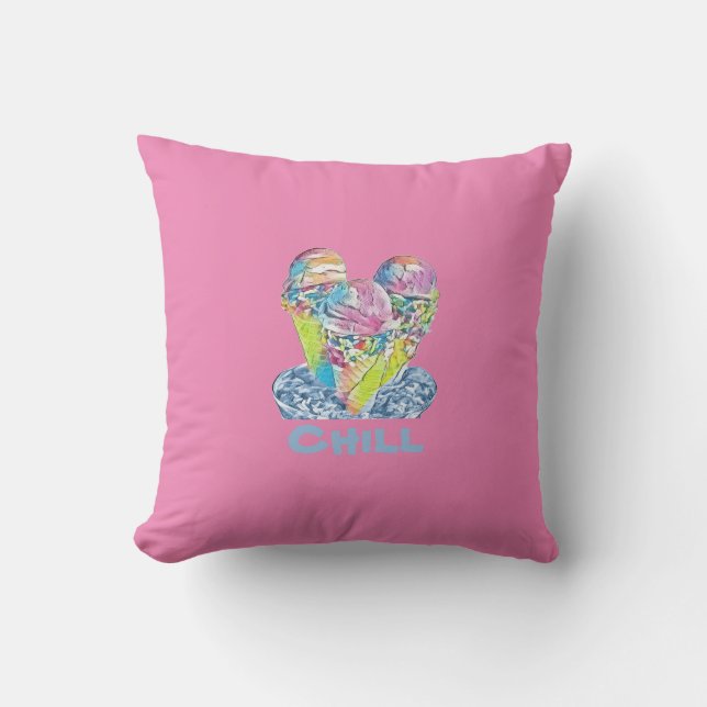 Almofada Chill Ice cream Throw Pillow (Frente)