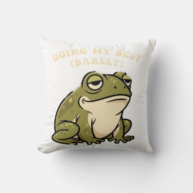 Almofada Chill Retro Frog Minimal Effort Square Pillow (Frente)