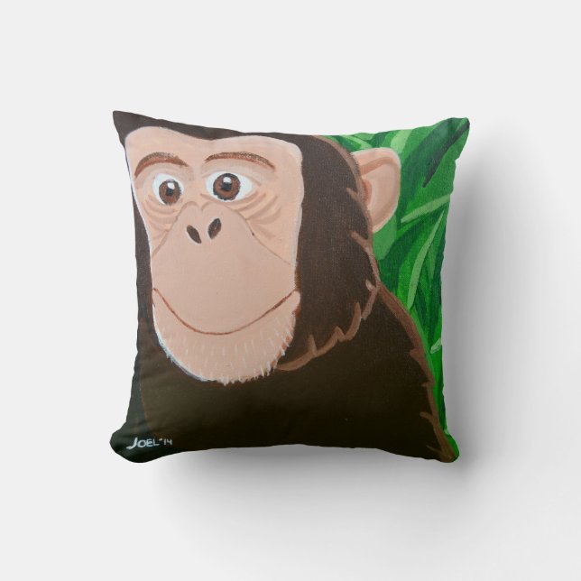 Almofada Chimpanzé travesseiro 16 x 16 quadrado (Frente)