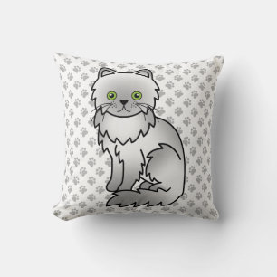 Almofada Chinchilla Cinza Pérsica Cartoon Gato e Pinças