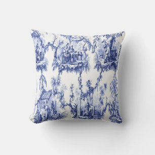 Almofada Chinoiserie azul e branca