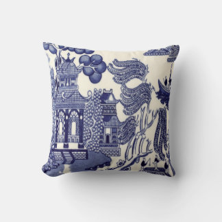 Almofada Chinoiserie azul e branca