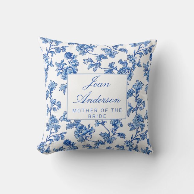 Almofada Chinoiserie Azul e Branco Mãe da Noiva (Frente)