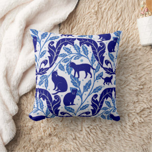 Almofada Chinoiserie azul escura preto-cego
