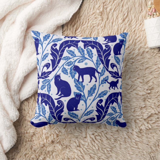 Almofada Chinoiserie azul escura preto-cego (Cobertor)