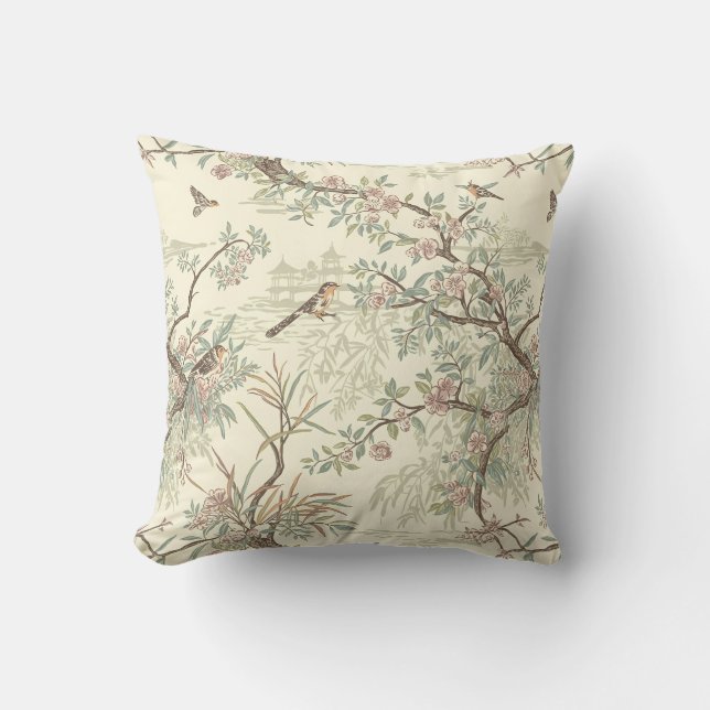 Almofada Chinoiserie Birds & Blossoms Travesseiro decorativ (Frente)