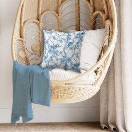 Almofada Chinoiserie Blue e White Birds Floral n Foliage