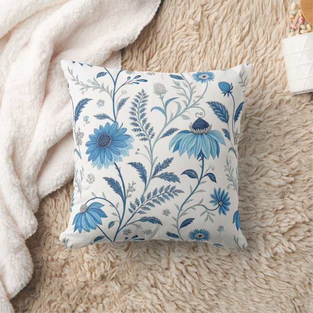 Almofada Chinoiserie Blue Echinacea Pattern (Cobertor)