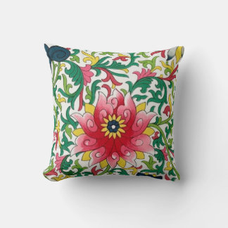 Almofada Chinoiserie Botânica de Lotus Garden Rosa
