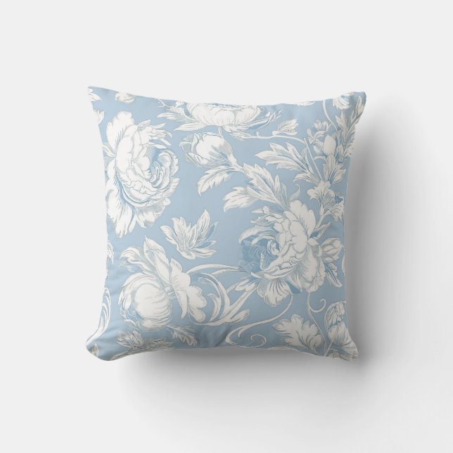 Almofada Chinoiserie Floral Azul Claro (Frente)