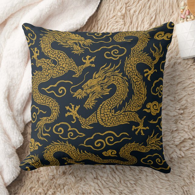 Almofada Chinoiserie Imperial Dragão e Nuvem (Cobertor)