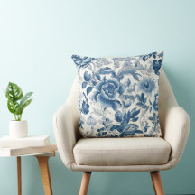 Chinoiserie Toile Blue e White Peonies Floral
