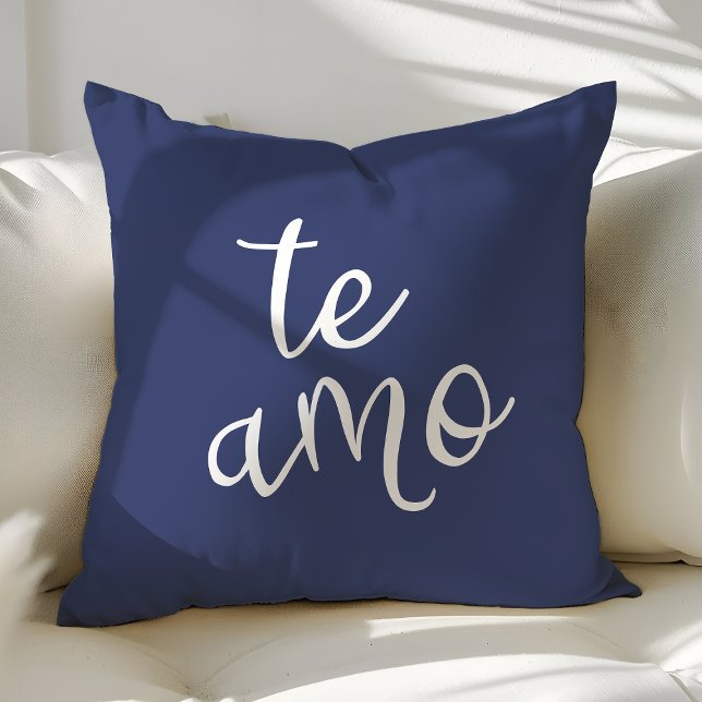 Almofada Chique Azul Marinho e Branco Espanhol Eu Te Amo Te (Criador carregado)