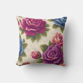 Almofada Chique Botânico Vintage Rosas Rústicas Decorativas