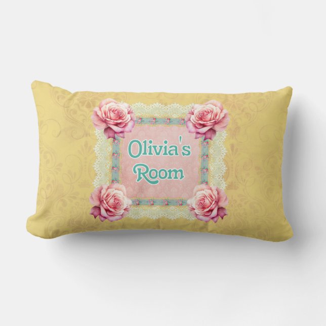 Almofada Chique de Rosa de Damasco do  Personalizado (Frente)