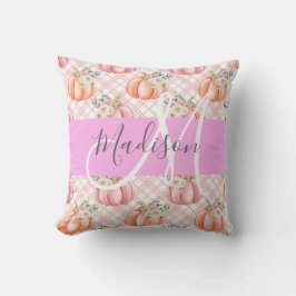 Almofada Chique Floral Rosa Pêssego Abóbora Monograma Nome