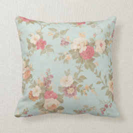 Almofada Chique Floral Rosa Rosa Rosa Flores Azul