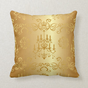 Almofada Chique, ouro, vintage, candelabro, damasco, na