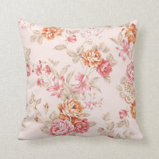 Almofada Chique rosa vermelha do pêssego bege floral do