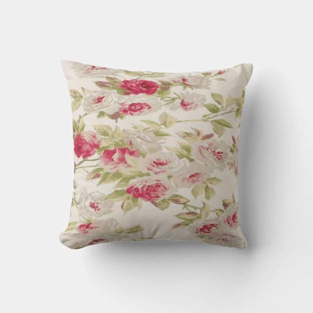 Almofada Chique Vintage Rosas Femininas e Desgastadas (Frente)