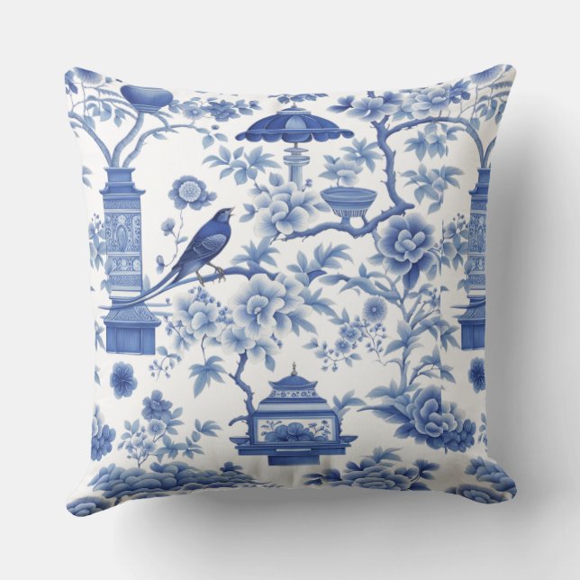 ALMOFADA CHIRPING CHINOISERIE EM AZUL! (Verso)