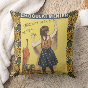Almofada Chocolat Menier Garota Francesa Arte Vintage 1892