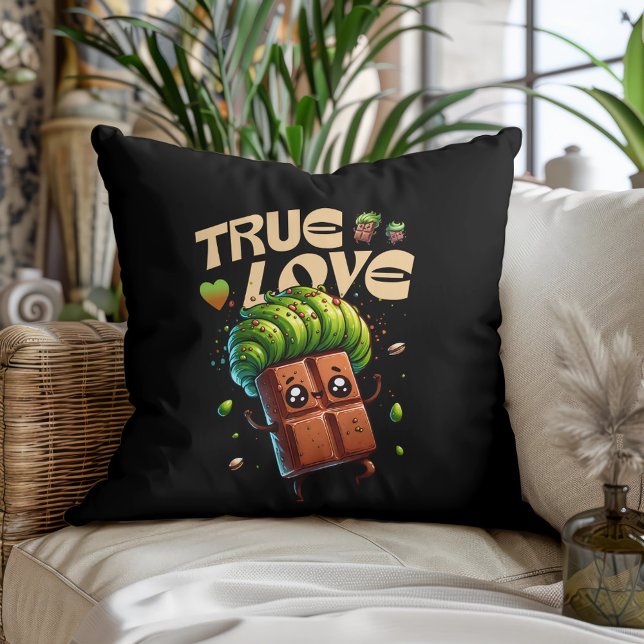 Almofada Chocolate kawaii pistachio engraçado para o dia do (Criador carregado)