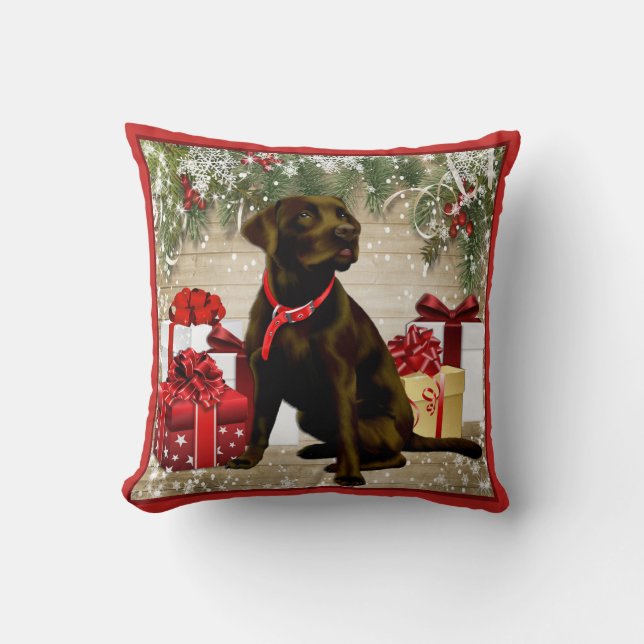 ALMOFADA CHOCOLATE LABRADOR DE NATAL (Frente)
