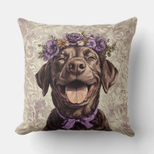 Chocolate Labrador Retriever Cão Roxo Floral