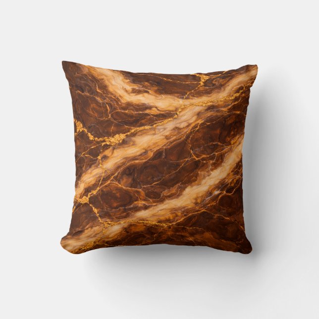 Almofada Chocolate Peanut Butter Marble with Gold Veining (Frente)