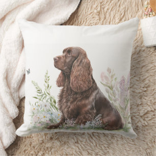 Almofada Chocolate Spaniel Linda Pintura de Aquarela
