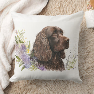 Almofada Chocolate Spaniel Linda Pintura de Aquarela
