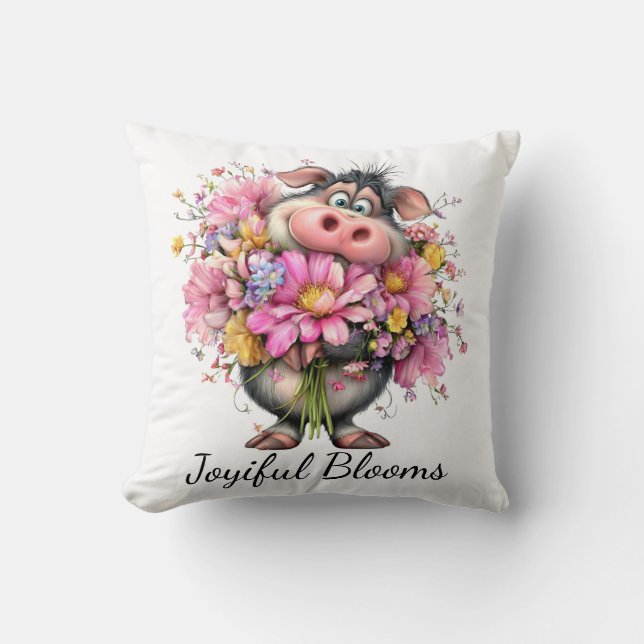 Almofada Choose Joy Floral Pig Throw Pillow (Frente)