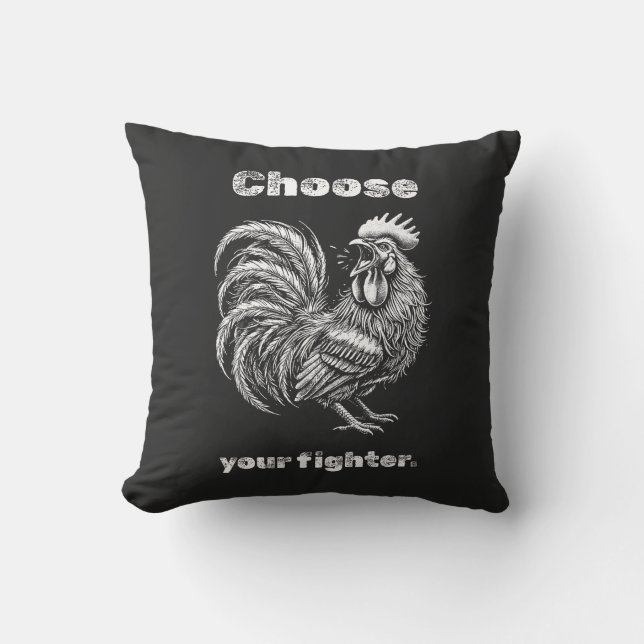 Almofada Choose Your Fighter – Demon Rooster. (Frente)