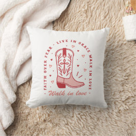 Almofada Christian Country Girl cita bota rosa-branca