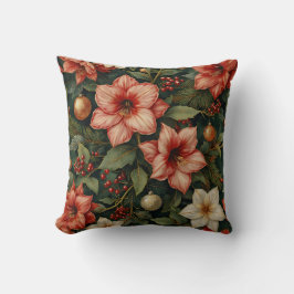 Almofada Christmas Amaryllis & Ornament Floral Pillow