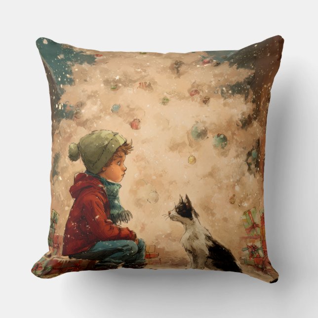 Almofada Christmas Baby & Cat Pillow – Soft, Snuggly & Full (Frente)