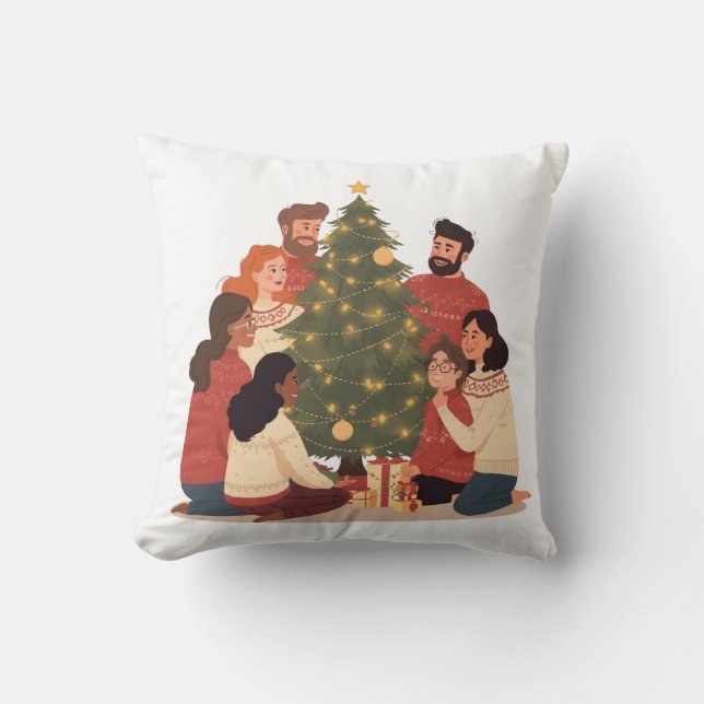 Almofada Christmas Family & Friends Cozy Holiday pillow (Frente)