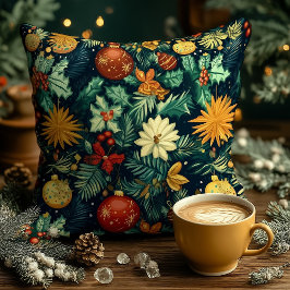 Almofada Christmas Floral Ornament Personalized Pillow