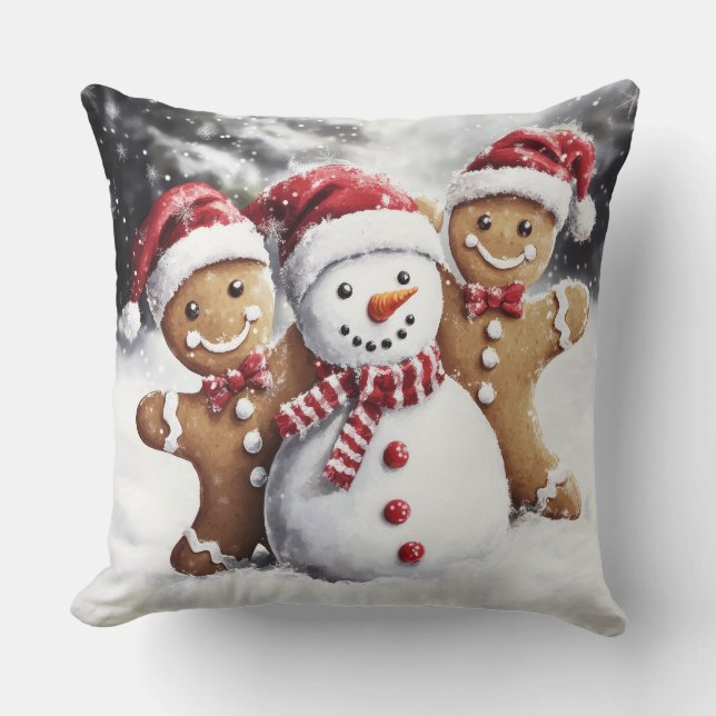 Almofada Christmas Gingerbread Throw Pillow (Frente)