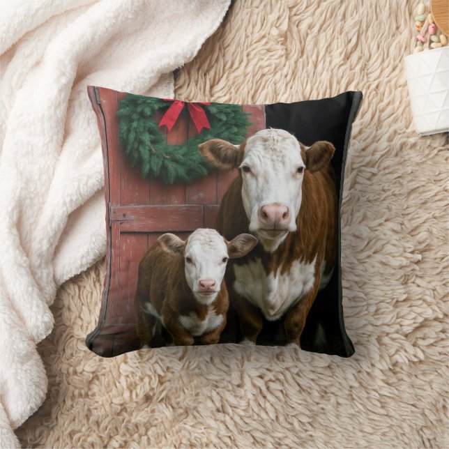 Almofada Christmas Hereford Cow and Calf (Cobertor)