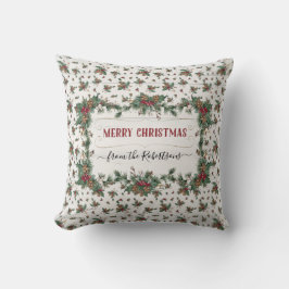 Almofada Christmas Holly Pine Mistletodo Cottagcore Rustic