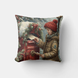 Almofada Christmas mailbox throw pillow winter cozy cushion